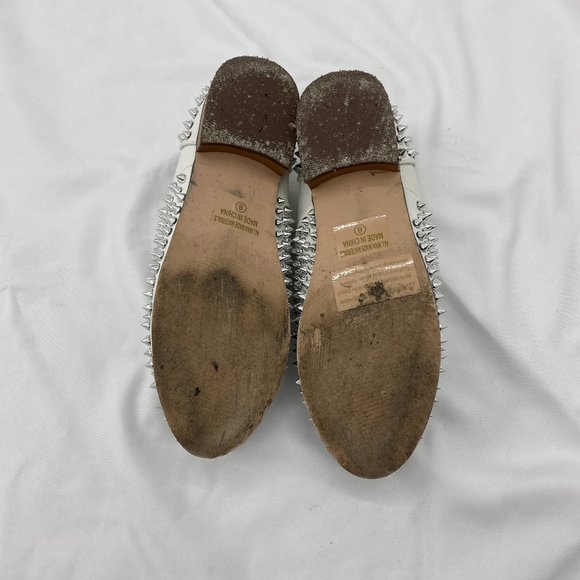 White Silver Studded Oxford Shoes, Size 8 - Picture 5 of 5